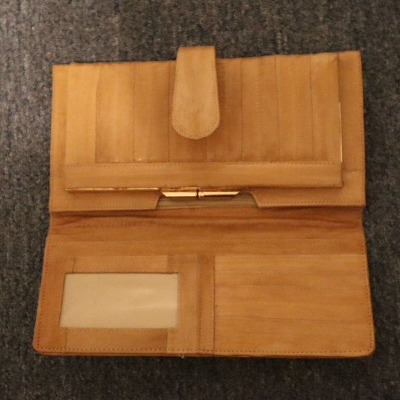 Eel Skin Clutch Purse With Many Compartments - Vintage - Holds Cards, Banknotes - Picture 5 of 7